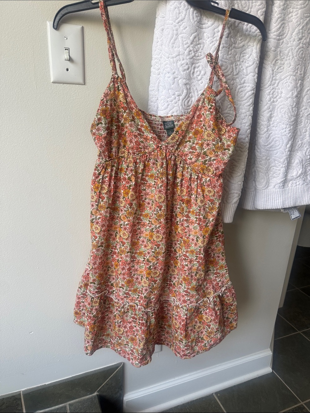100% cotton dress floral orange small